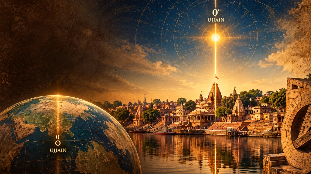 Historic celestial instruments and zero meridian baseline of the ancient Ujjain Vedh Shala observatory